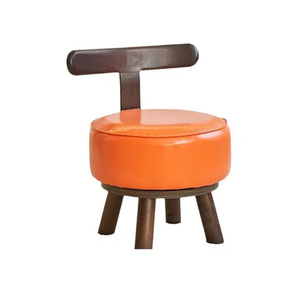 Contemporary Creative Round Wood PVC Footstool Backrest Armless For Living Room - Image 7