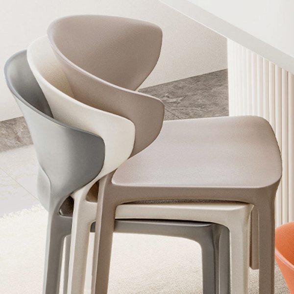 Contemporary Scandinavian PP Plastic Velvet Square Ergonomivally Design Stackable Dining Chair Backrest For Dining Room - Image 13