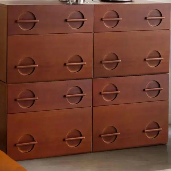 Contemporary Nordic Rectangular Solid Wood Nightstand 2-Drawer For Bedroom - Image 8