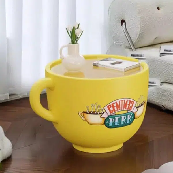 Contemporary Creative Round Coffee Cup Glass Resin End Table 1-Storage For Living Room - Image 7