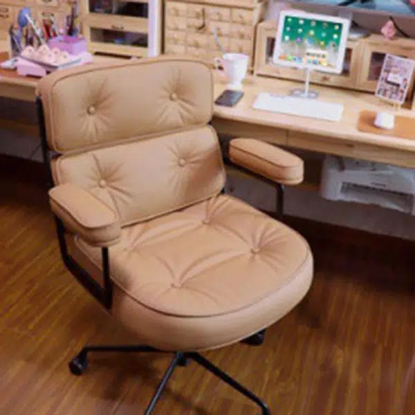 Modern Luxury Square PU Leather High Density Sponge Carbon Steel Desk Chair Backrest Armrest For Home Office - Image 12