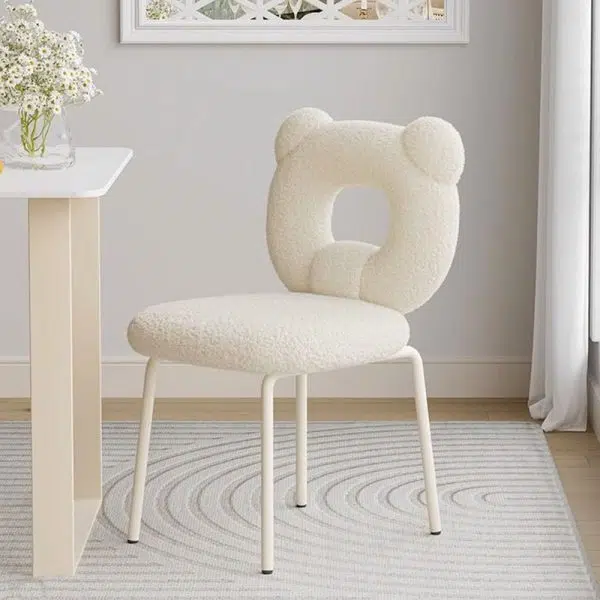 Contemporary Creative Square Iron Wool Vanity Stool Backrest Armless For Bedroom - Image 3