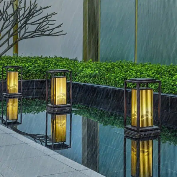 Minimalist Striped Decor LED Black Modern Solar Lights Outdoor Lanterns - Image 6