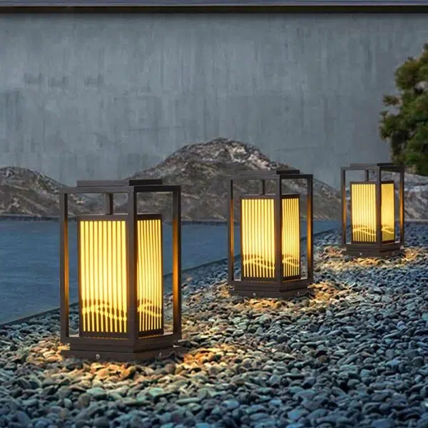 Minimalist Striped Decor LED Black Modern Solar Lights Outdoor Lanterns - Image 7
