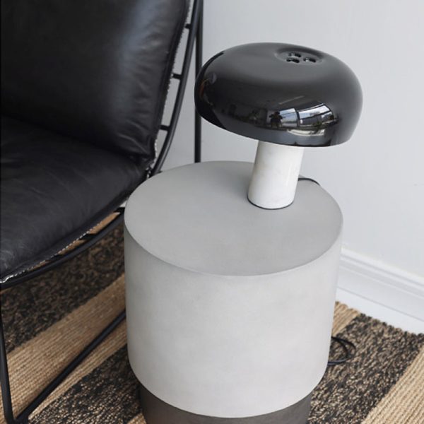 Contemporary Industrial Cylindrical Magnesium Oxide End Table For Living Room - Image 12