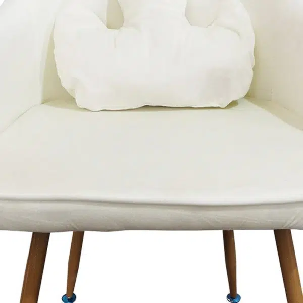 Contemporary Simplicity Curved Iron Fabric Wood Chair Backrest Armrest For Living Room - Image 5