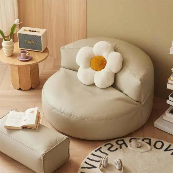 Contemporary Simplicity Round Fabric Accent Chair Backrest Armless For Living Room - Image 6