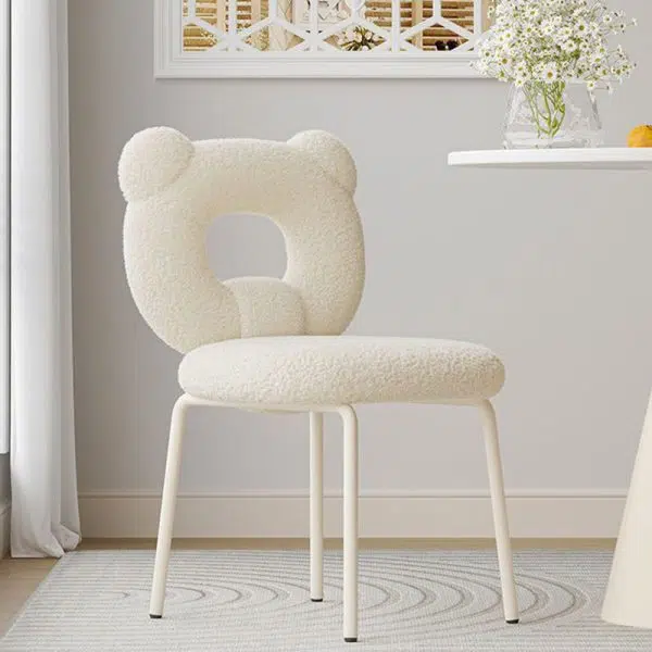 Contemporary Creative Square Iron Wool Vanity Stool Backrest Armless For Bedroom - Image 10