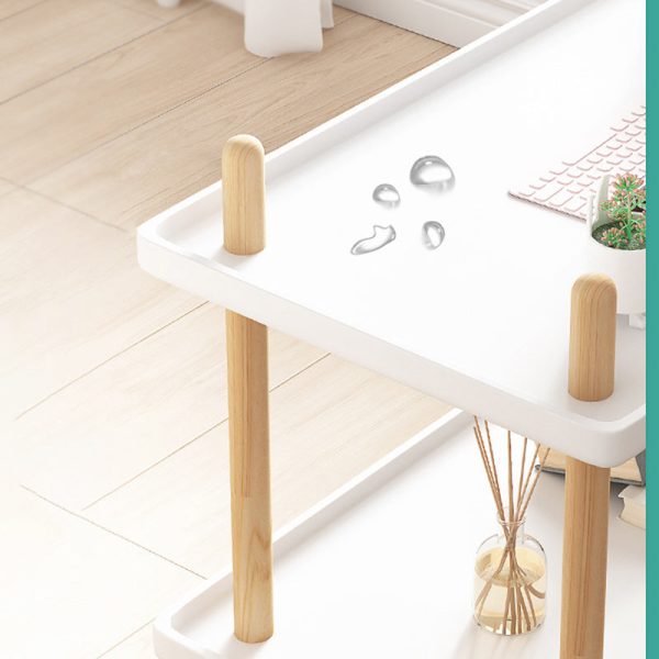 Modern Minimalist Square Round Solid Wood Hardware End Table 2-Tier For Living Room - Image 6