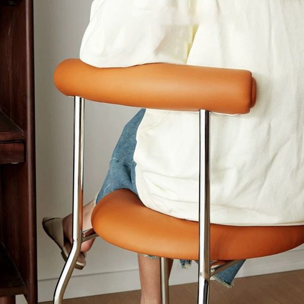 Contemporary Scandinavian Leather Metal Sponge Round Arc Dining Chair Backrest For Dining Room - Image 12