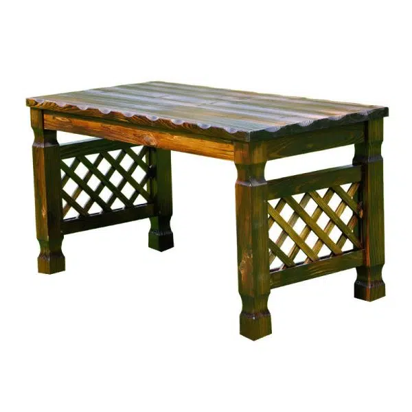 Contemporary Retro Fir Rectangular Lattice Outdoor Coffee Table & Chair Set For Outdoor Patio - Image 28