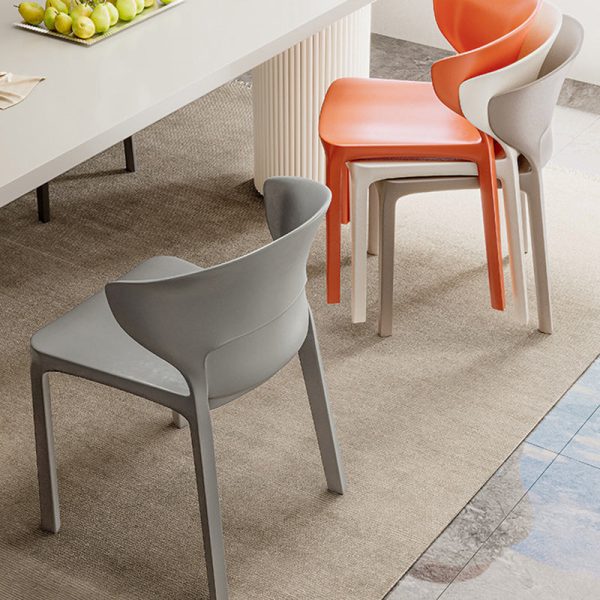 Contemporary Scandinavian PP Plastic Velvet Square Ergonomivally Design Stackable Dining Chair Backrest For Dining Room - Image 3