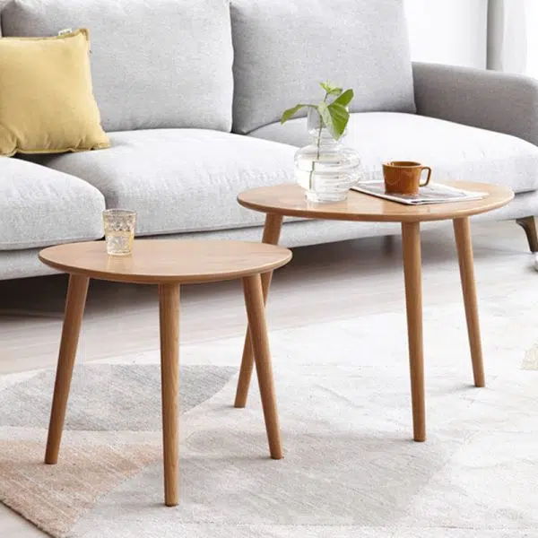 Contemporary Japanese Oval Wood Side Table 1-Tier For Living Room - Image 11