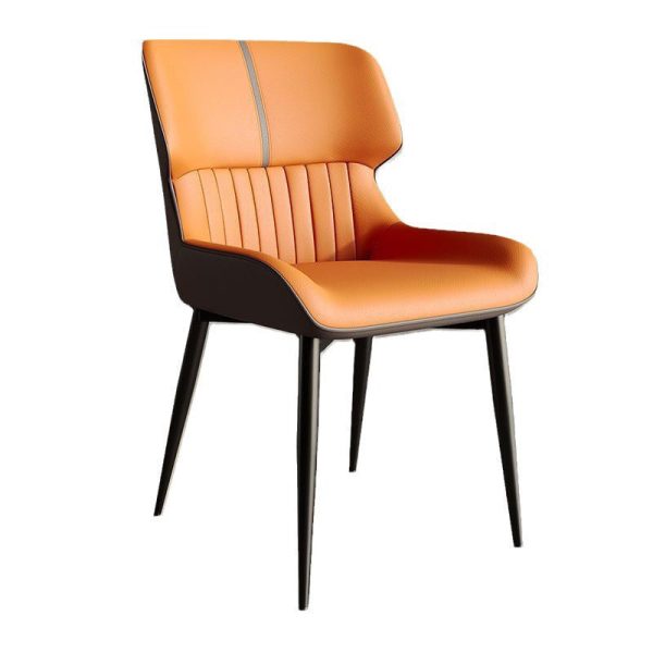 Contemporary Scandinavian Leather Carbon Steel Sponge Square Vein Lines Dining Chair Backrest For Dining Room - Image 20