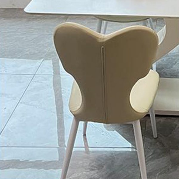 Contemporary Nordic Leather Steel Square Bow Tie Dining Chair Backrest For Dining Room - Image 13