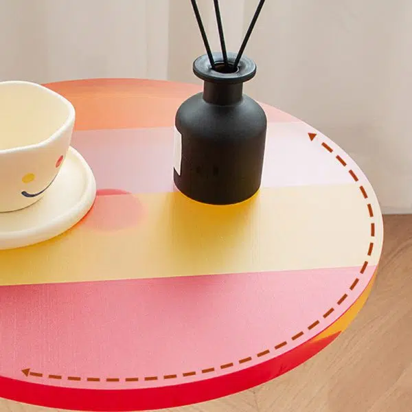 Contemporary Creative Round Column Marble Acrylic End Table 1-Tier For Living Room - Image 5