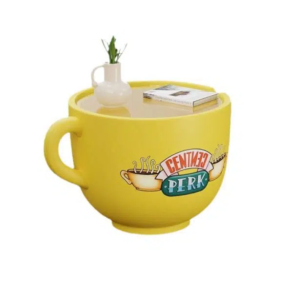 Contemporary Creative Round Coffee Cup Glass Resin End Table 1-Storage For Living Room - Image 10