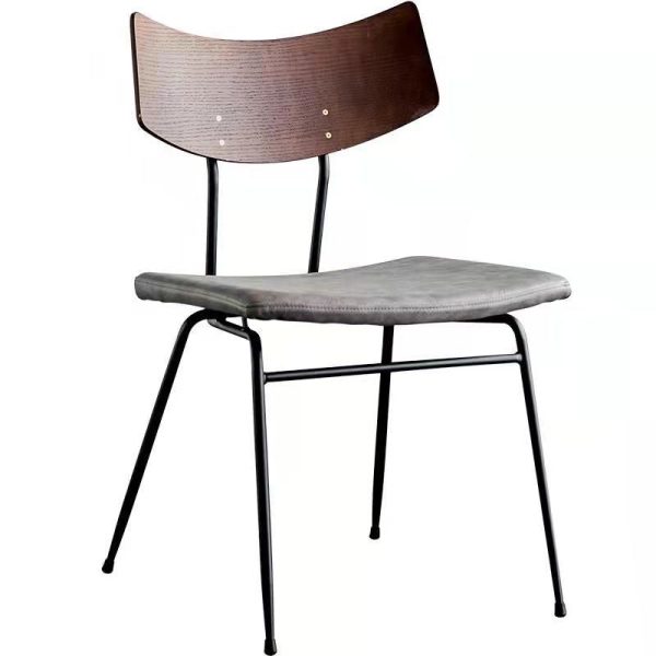 Contemporary Industrial Curved Square PU Leather Iron Dining Chair Backrest Armless For Dining Room - Image 22