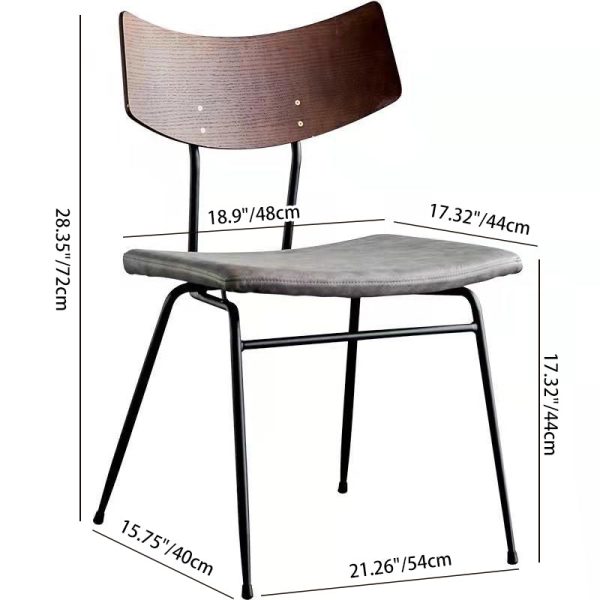 Contemporary Industrial Curved Square PU Leather Iron Dining Chair Backrest Armless For Dining Room - Image 4