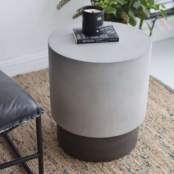 Contemporary Industrial Cylindrical Magnesium Oxide End Table For Living Room - Image 13