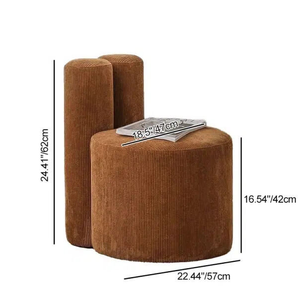Contemporary Nordic Rabbit Ears Cylinder Corduroy Solid Wood Vanity Stool Backrest Armless For Bedroom - Image 4