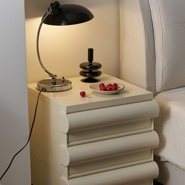 Contemporary Scandinavian Rectangular Cubic Rounded Handle ABS Nightstand 2/3/4 Drawer Movable For Bedroom - Image 15