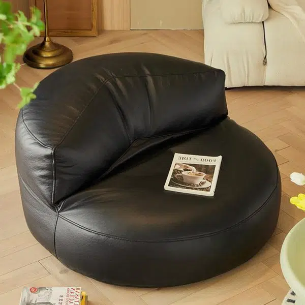 Contemporary Simplicity Round Fabric Accent Chair Backrest Armless For Living Room - Image 5