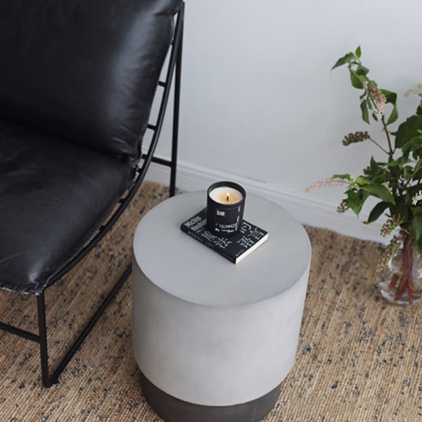 Contemporary Industrial Cylindrical Magnesium Oxide End Table For Living Room - Image 14