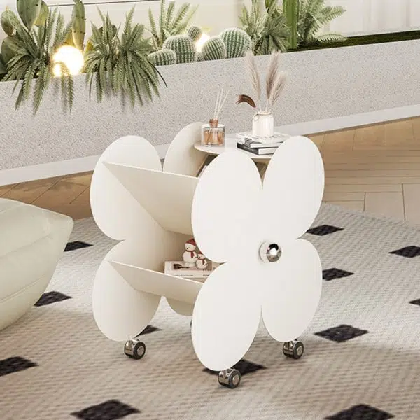 Contemporary Creative Flower Iron End Table 2-Tier For Living Room - Image 6