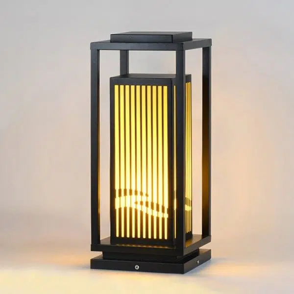 Minimalist Striped Decor LED Black Modern Solar Lights Outdoor Lanterns - Image 9