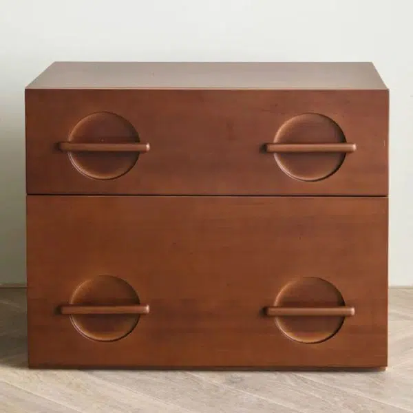 Contemporary Nordic Rectangular Solid Wood Nightstand 2-Drawer For Bedroom - Image 14