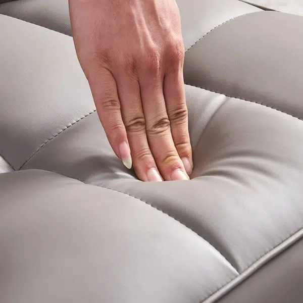 Contemporary Nordic Square Lattice Upholstered Leather Carbon Steel Dining Chair Backrest For Dining Room - Image 7