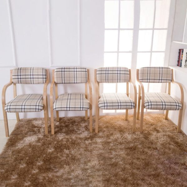 Contemporary Nordic Wood Cotton Linen Fabric Leather Velvet Sponge Square Dining Chair Backrest Armrest For Dining Room - Image 3