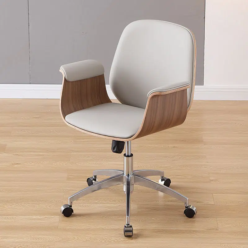 01-0b26ce19-b38c-440f-aa35-c3efcd58aaf6.jpg Contemporary Luxury Microfiber Leather Wood Grain Height Adjustable Swivel Desk Chair Backrest Armrest For Home Office - Image 1