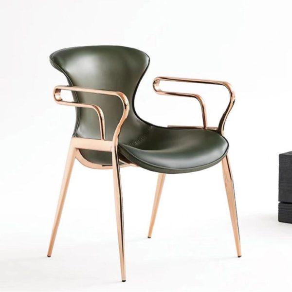 Contemporary Luxury Leather Carbon Steel Frame Dining Chair Backrest Armrest For Dining Room - Image 11