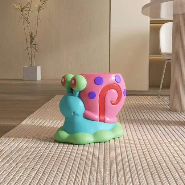 Contemporary Creative Cartoon Snail Design Resin Low Stool For Living Room - Image 7