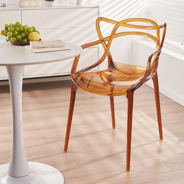 Contemporary Creative Curved Frame Plastic Acrylic Dining Chair Backrest Armrest For Dining Room - Image 11