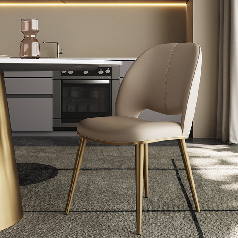 01-19984aca-2757-4fc4-90e1-153fd4e79205.jpg Contemporary Nordic Square Curved Upholstered Leather Stainless Steel Dining Chair Backrest For Dining Room - Image 1