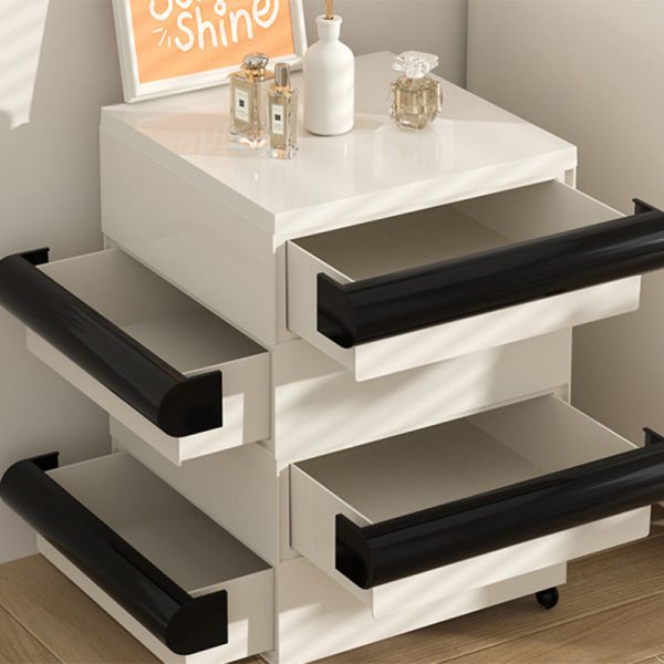 Contemporary Scandinavian Rectangular Cubic Rounded Handle ABS Nightstand 2/3/4 Drawer Movable For Bedroom - Image 10