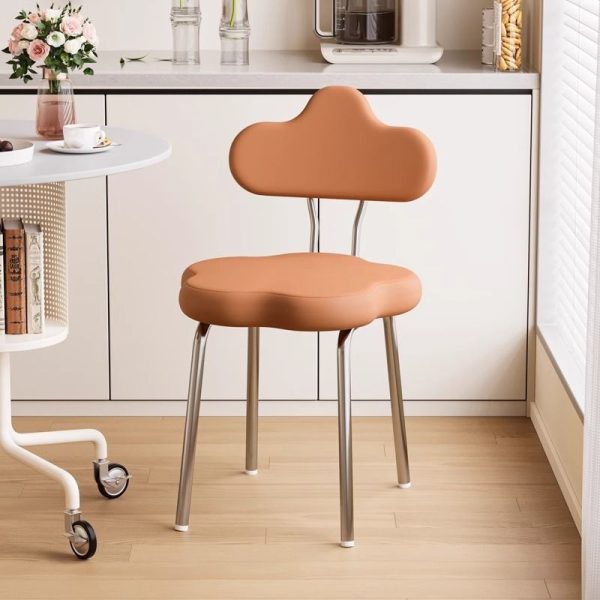 Contemporary Nordic Flower Shape Leather Metal Swivel Dining Chair Backrest For Living Room - Image 9