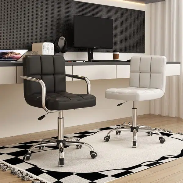 Modern Simplicity Leather Steel SGS Sponge Square Lattice Desk Chair Backrest Swivel Adjustable For Home Office - Image 12