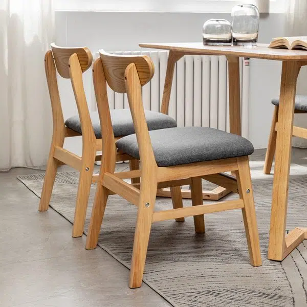 Contemporary Retro Square Linen Upholstered Wood Frame Dining Chair Backrest For Dining Room - Image 11