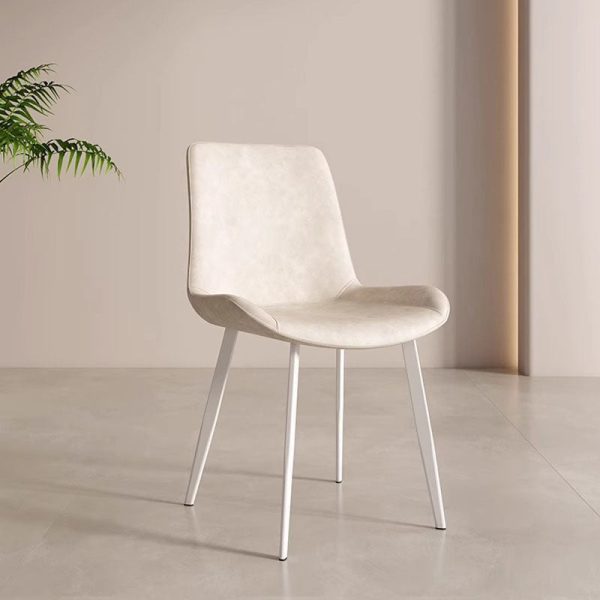 Contemporary Scandinavian Leather Carbon Steel Sponge Square Curved Dinining Chair Backrest For Dining Room - Image 3