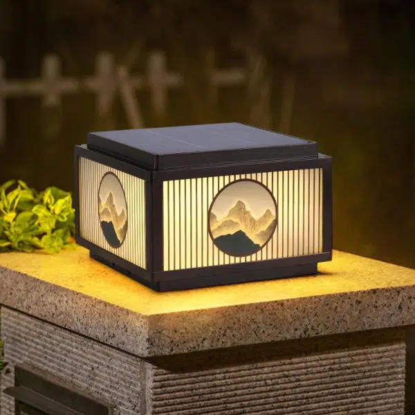 Modern Minimalist Solar Waterproof Square Aluminum Glass LED Post Head Light For Garden - Image 24