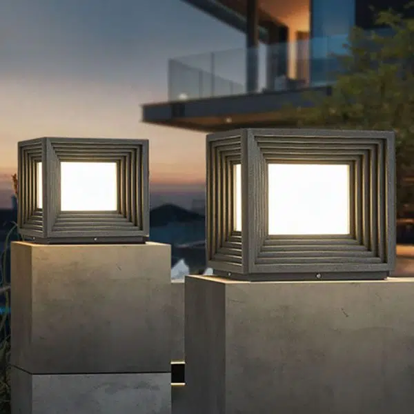 Modern Simplicity Rectangular Stainless Steel Acrylic LED Post Head Light For Outdoor Patio - Image 2