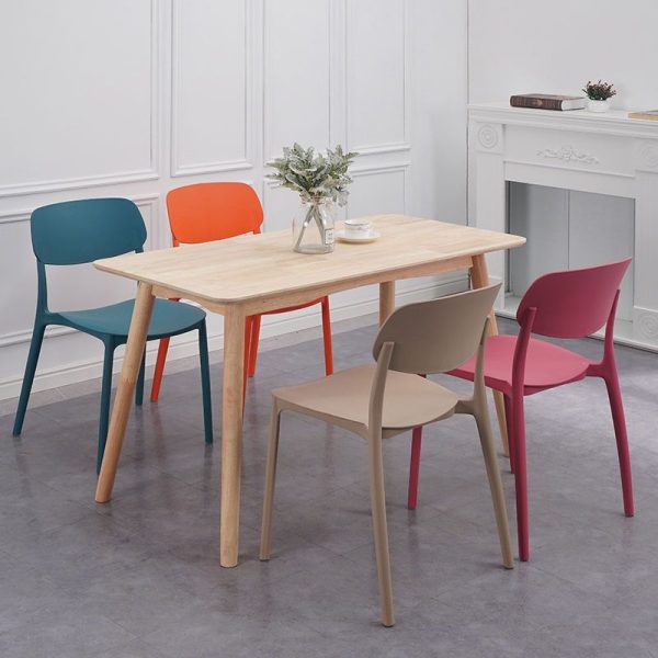 Contemporary Nordic Macaron Plastic Square Stackable Dining Chair Open Back For Dining Room - Image 22