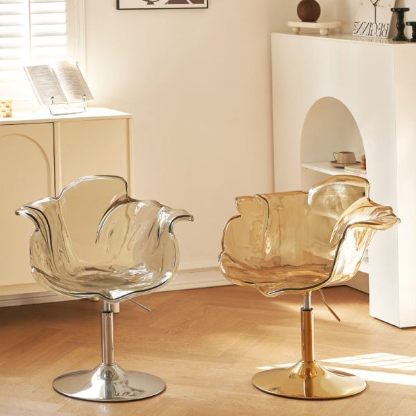 Contemporary Creative Petal Shape Acrylic Liftable Dining Chair Backrest Armrest For Dining Room - Image 10