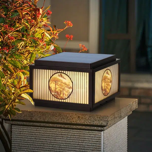 Modern Minimalist Solar Waterproof Square Aluminum Glass LED Post Head Light For Garden - Image 2