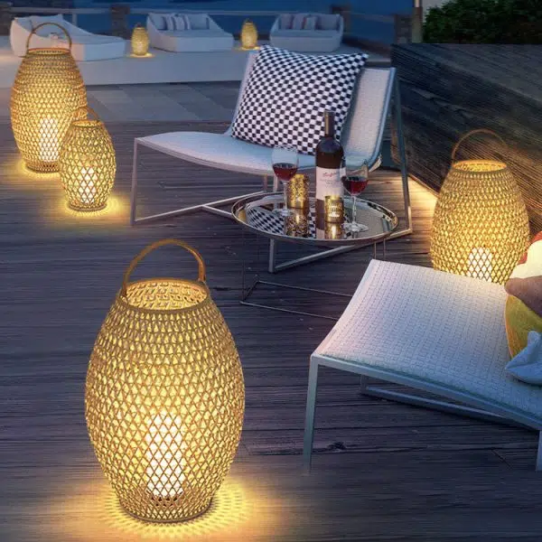 Outdoor Bamboo Weaving Portable Waterproof 1-Light Garden Landscape Light - Image 15