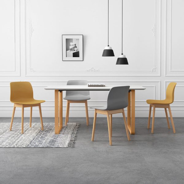 Contemporary Nordic Curved Square PP Wood Dining Chair Backrest For Dining Room - Image 11